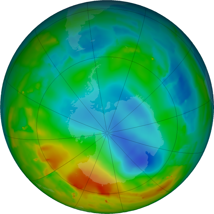 Antarctic ozone map for 18 July 2011